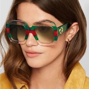 Gucci Green/Red Stripe Sunglasses
